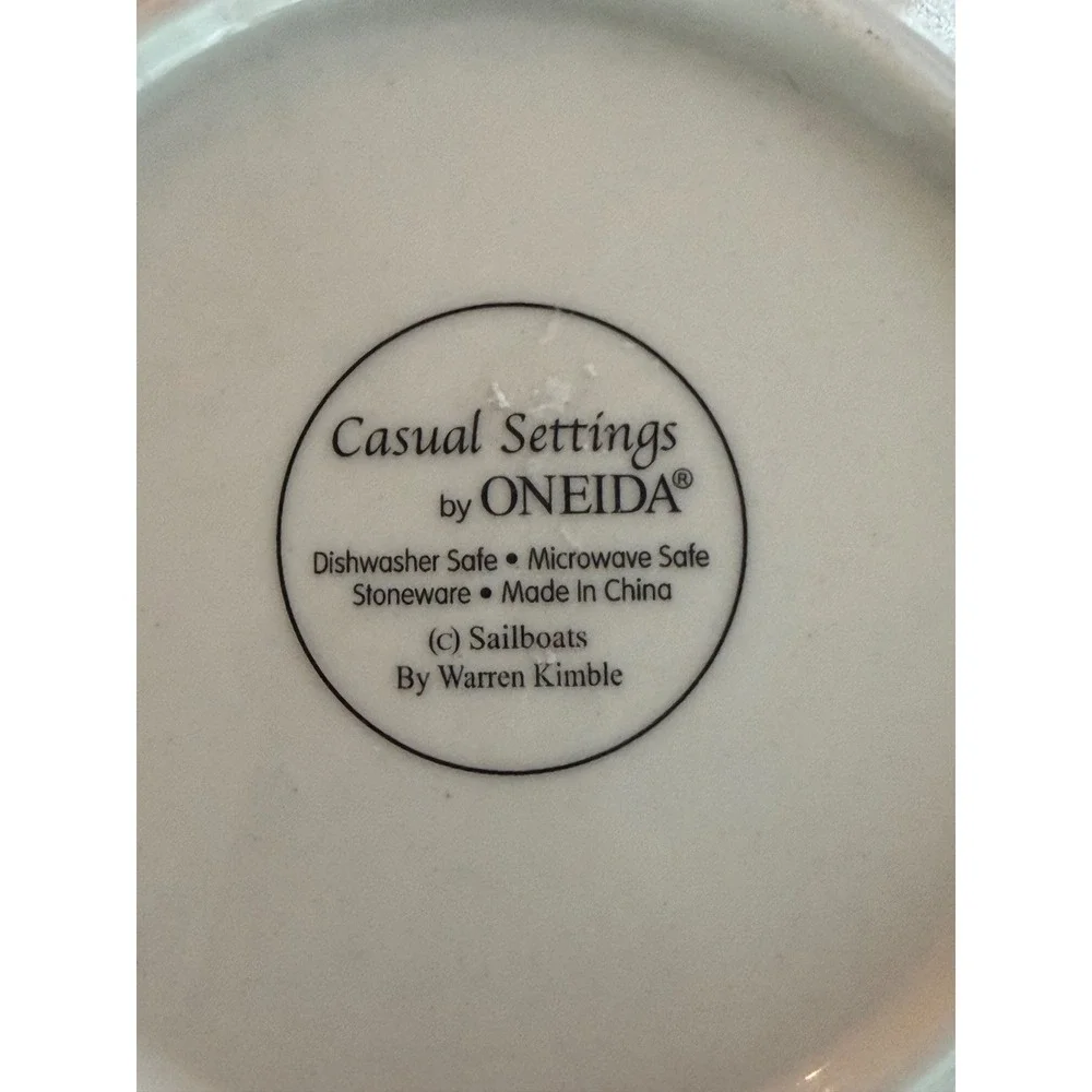 Set x 4 Vintage Oneida Sailboats Dinner Plates Warren Kimble Casual Settings 10